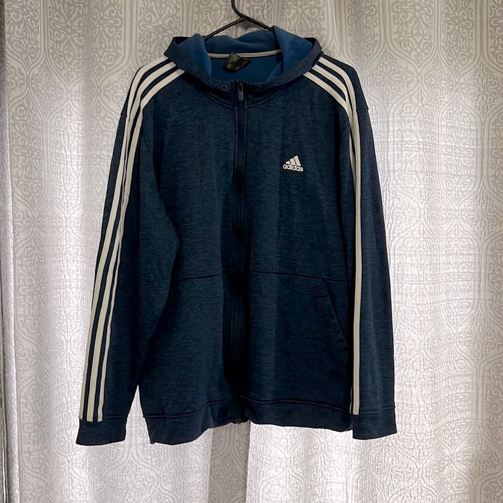 Gently worn XL Adidas Zip up Hoodie Coat , missing the hood strings
